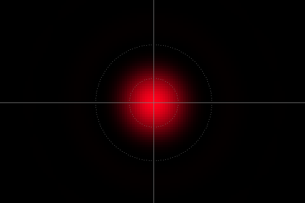 Monochromatic spot image, properly exposed, 20x643.8nm, magnified