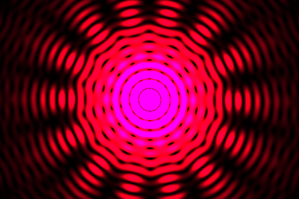 Monochromatic spot image, 10000-fold saturated, 20x643.8nm