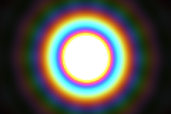 5-wavelength spot image, 100-fold saturated, 20x(...)nm, magnified